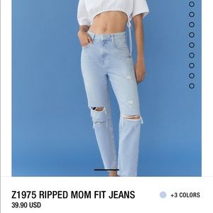 Zara Mom Fitted Ripped Jeans